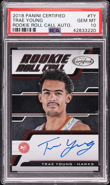 2018 Panini Cornerstones Downtown Trae Young ROOKIE #12 PSA
