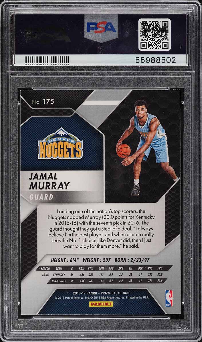 2016 Panini Prizm Jamal Murray ROOKIE #175 PSA 10 GEM MINT
