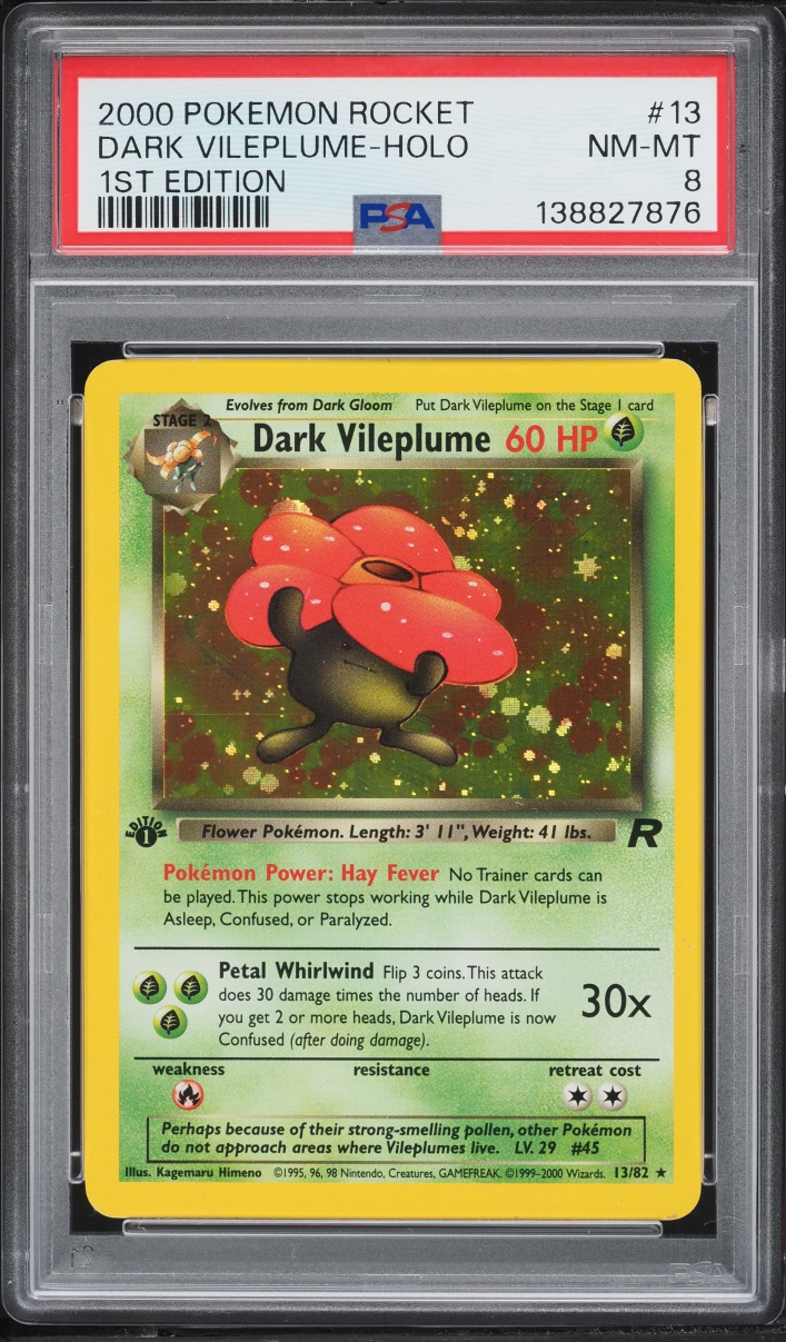 2000 Pokemon Team Rocket 1st Edition Holo Dark Vileplume #13 PSA 8 NM-MT