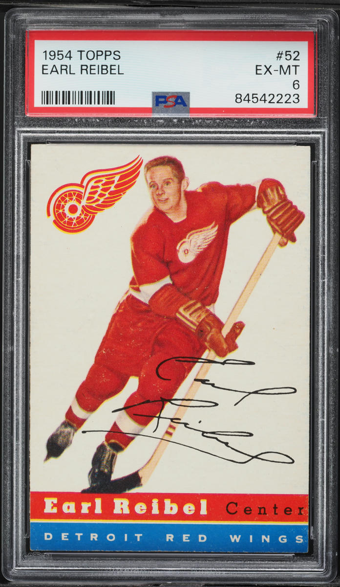 1954 Topps Hockey Earl Reibel #52 PSA 6 EXMT