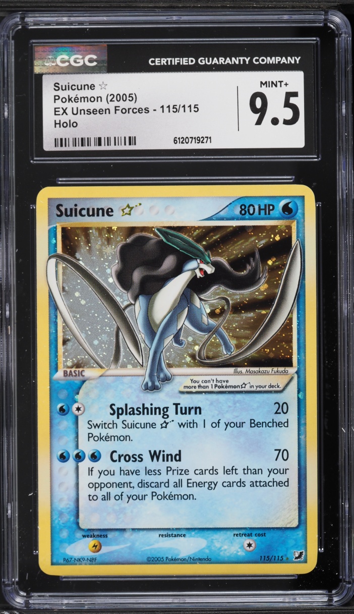 2005 Pokemon EX Unseen Forces Holo Suicune Gold Star #115 CGC 9.5 MINT+