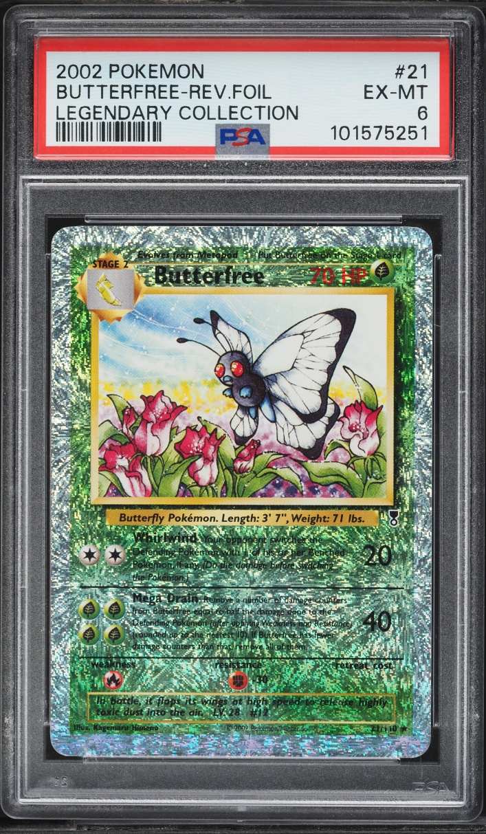 2002 Pokemon Legendary Collection Reverse Holo Butterfree #21 PSA 6 EXMT