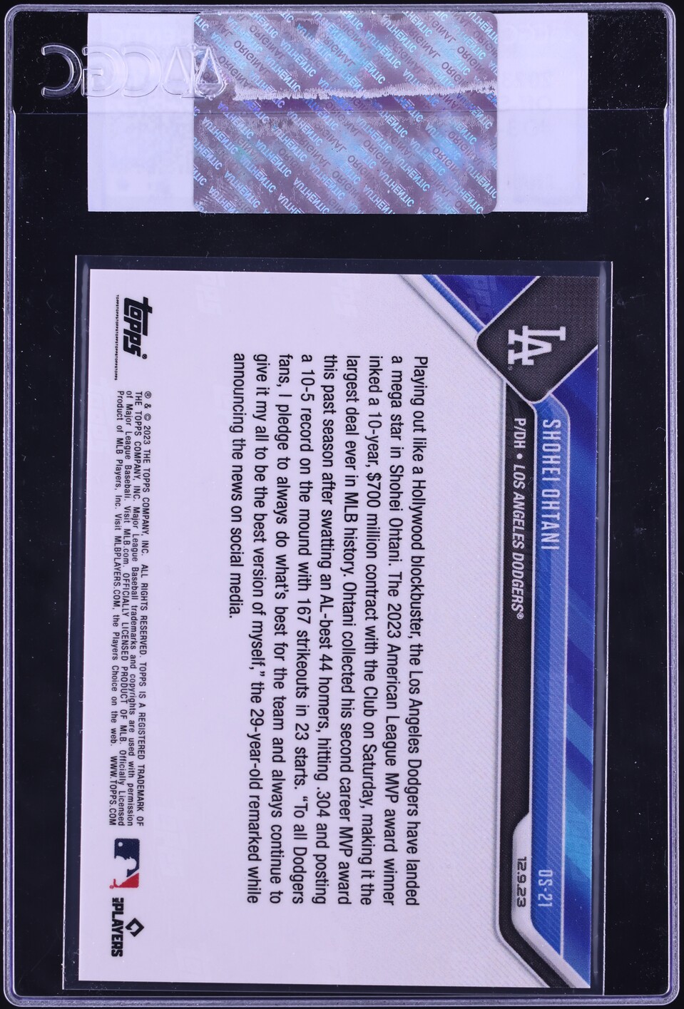 2023 Topps Now Off-Season Shohei Ohtani #OS-21 CGC AUTH