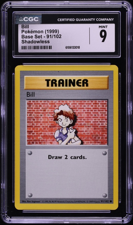 1999 Pokemon Base Set Shadowless Bill #91 CGC 9 MINT