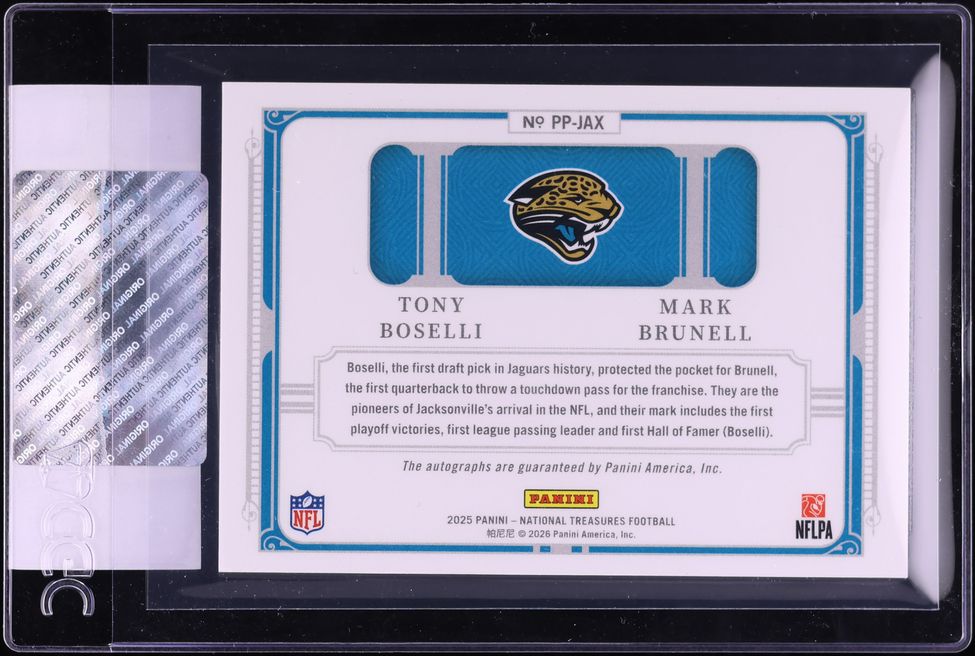 2025 National Treasures Prime Pairings Tony Boselli Mark Brunell AUTO /25 #PP-JAX CGC AUTH