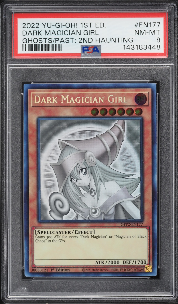 2022 Yu-Gi-Oh! GFP2 1st Edition Ghost Rare Dark Magician Girl #GFP2-EN177 PSA 8 NM-MT