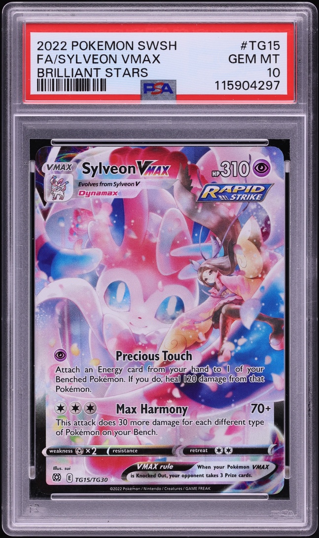 2022 Pokemon Sword & Shield Brilliant Stars Full Art Sylveon VMAX #TG15 PSA 10 GEM MINT