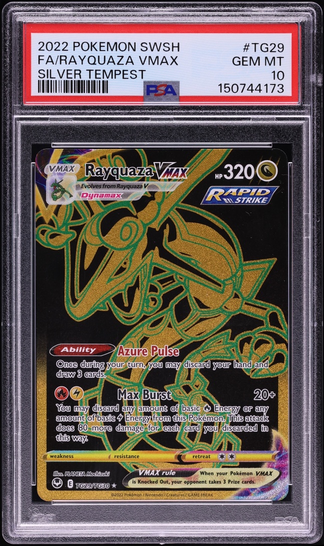 2022 Pokemon Sword & Shield Silver Tempest Full Art Rayquaza VMAX #TG29 PSA 10 GEM MINT
