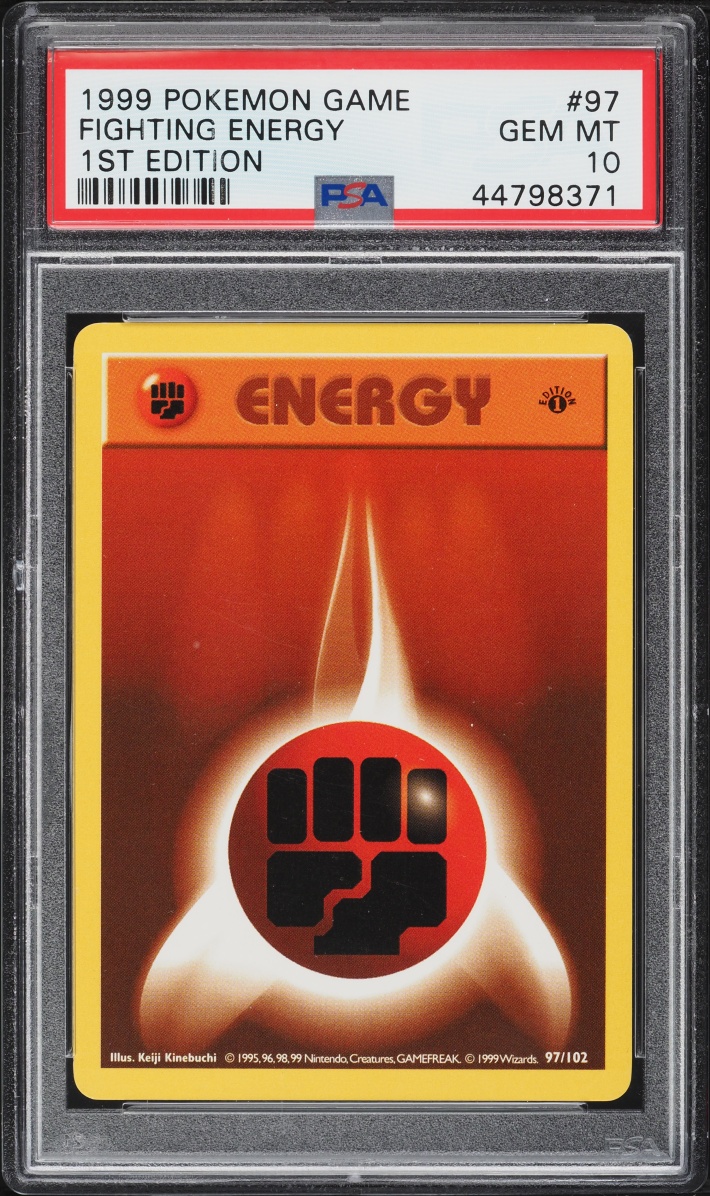 1999 Pokemon Base Set Shadowless 1st Edition Fighting Energy #97 PSA 10 GEM MINT