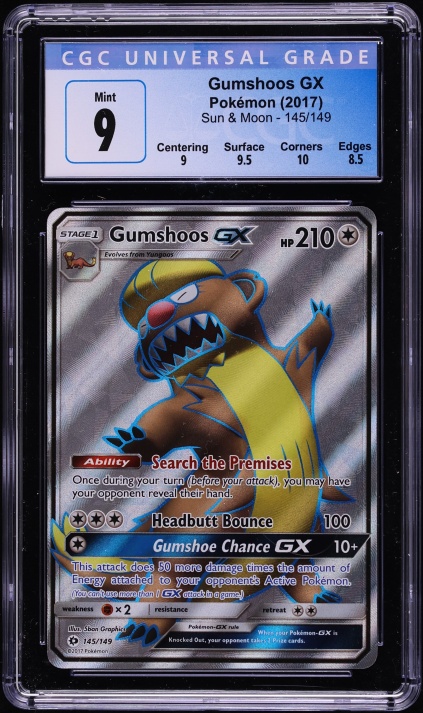 2017 Pokemon Sun & Moon Full Art Gumshoos GX #145 CGC 9 MINT