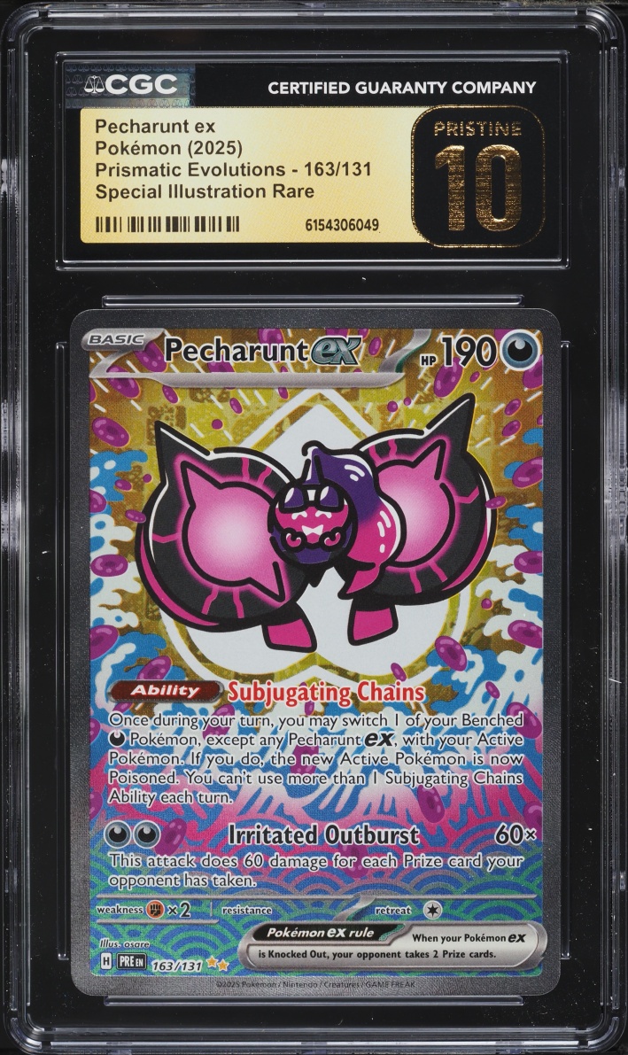 2025 Pokemon Scarlet & Violet Prismatic Evolutions SIR Pecharunt ex #163 CGC 10 PRISTINE