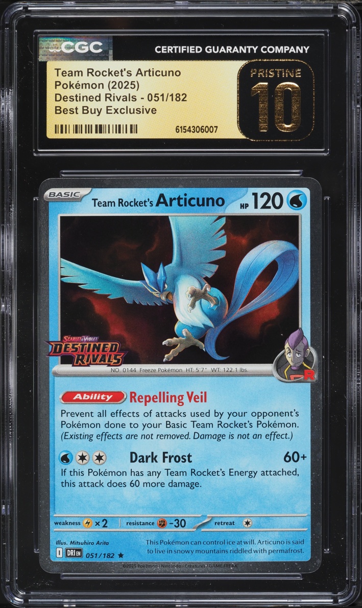 2025 Pokemon SV Destined Rivals Best Buy Exclusive Team Rocket's Articuno #51 CGC 10 PRISTINE