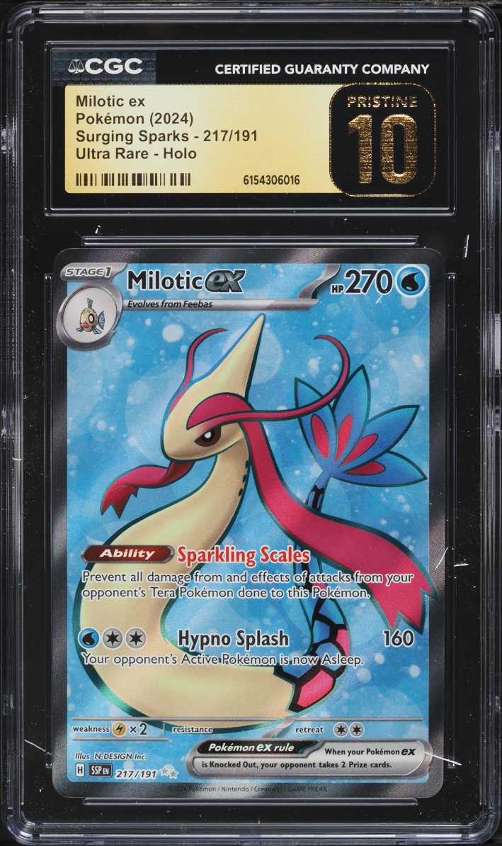 2024 Pokemon Scarlet & Violet Surging Sparks Full Art Milotic ex #217 CGC 10 PRISTINE