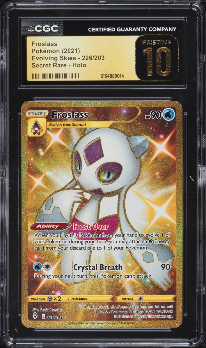 2021 Pokemon Sword & Shield Evolving Skies Gold Rare Froslass #226 CGC 10 PRISTINE
