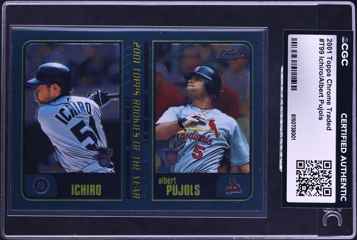 2001 Topps Chrome Traded Ichiro & Albert Pujols ROOKIE #T99 CGC AUTH