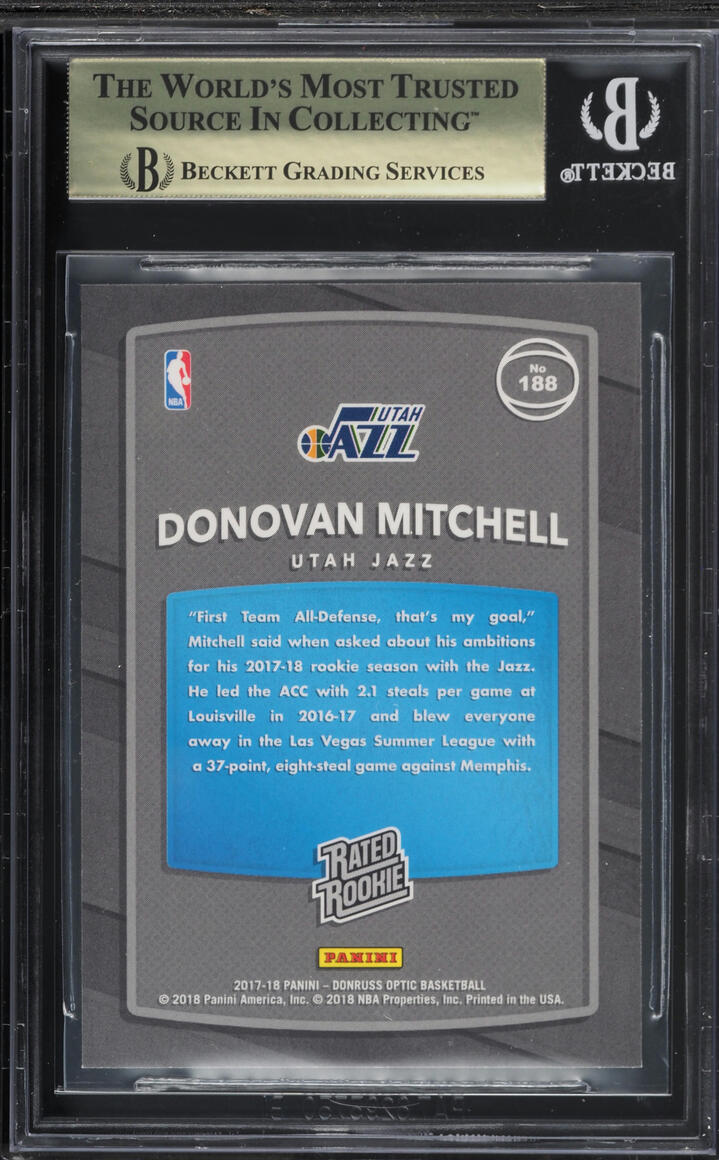 2017 Donruss Optic Red & Yellow Donovan Mitchell ROOKIE #188 BGS 9.5 GEM MINT