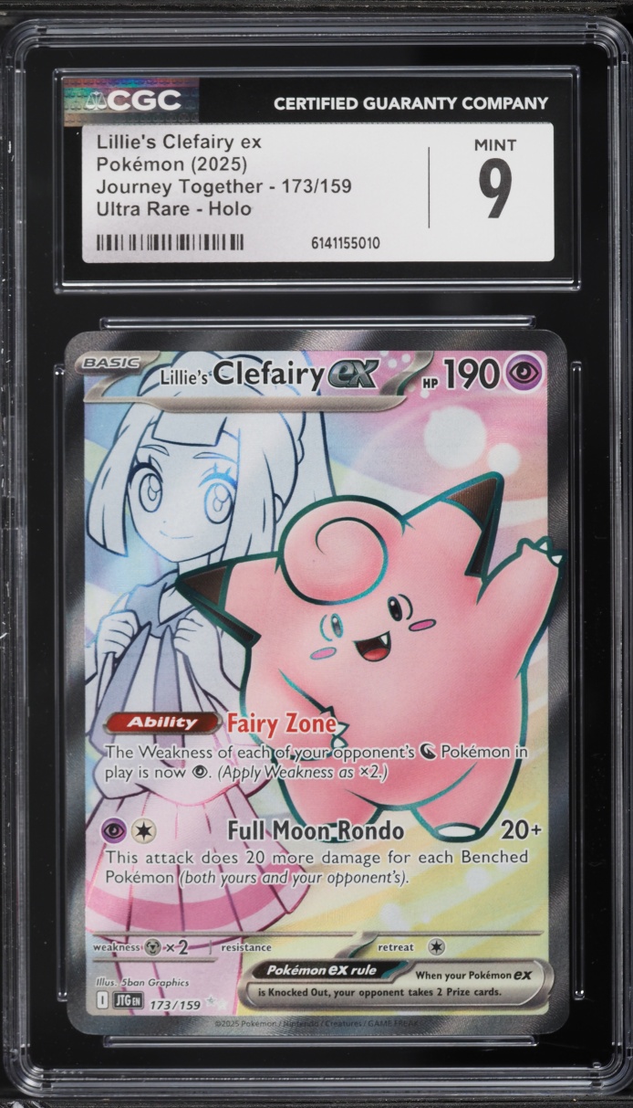 2025 Pokemon Scarlet & Violet Journey Together Full Art Lillie's Clefairy ex #173 CGC 9 MINT
