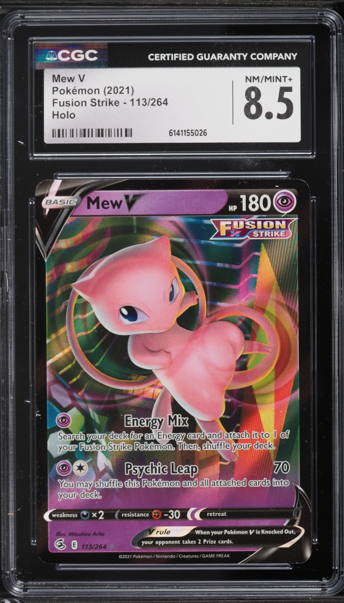 2021 Pokemon Sword & Shield Fusion Strike Holo Mew V #113 CGC 8.5 NM-MT+