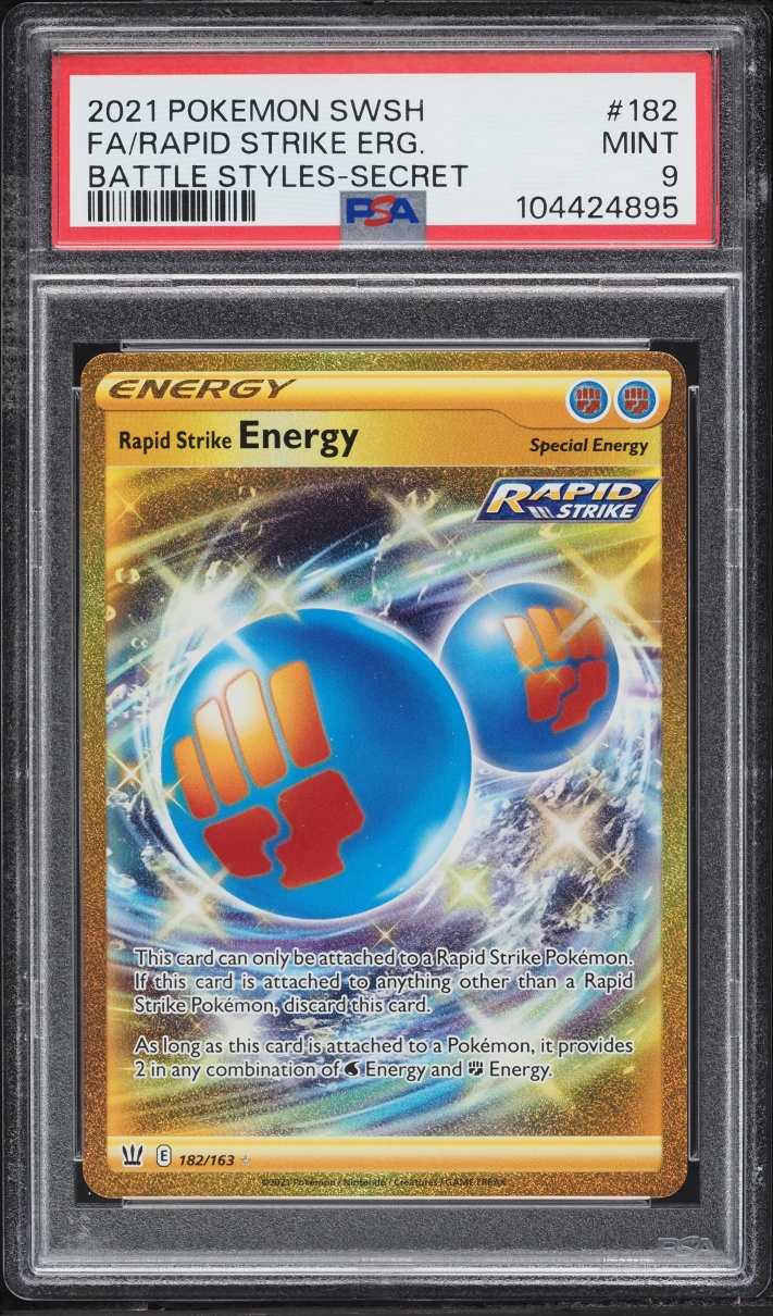 2021 Pokemon Sword & Shield Battle Styles Gold Rare Rapid Strike Energy #182 PSA 9 MINT