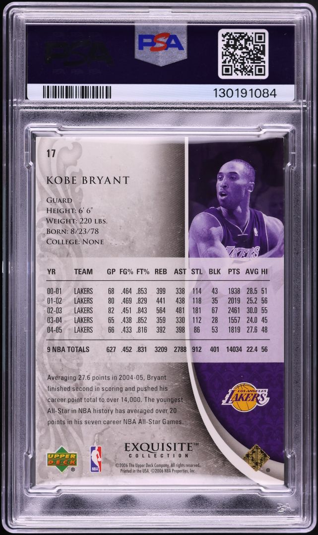 2005 Exquisite Collection Rainbow Kobe Bryant 1/1 #17 PSA 6 EXMT