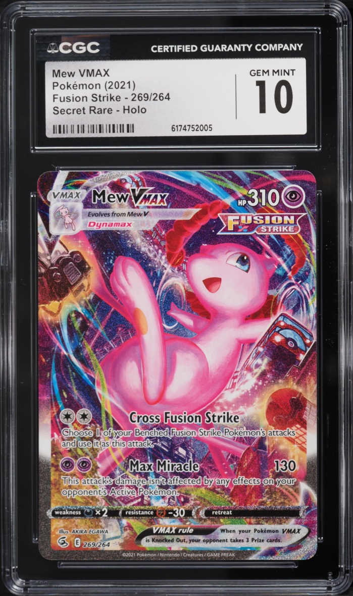 2021 Pokemon Sword & Shield Fusion Strike SEC Mew VMAX #269 CGC 10 GEM MINT