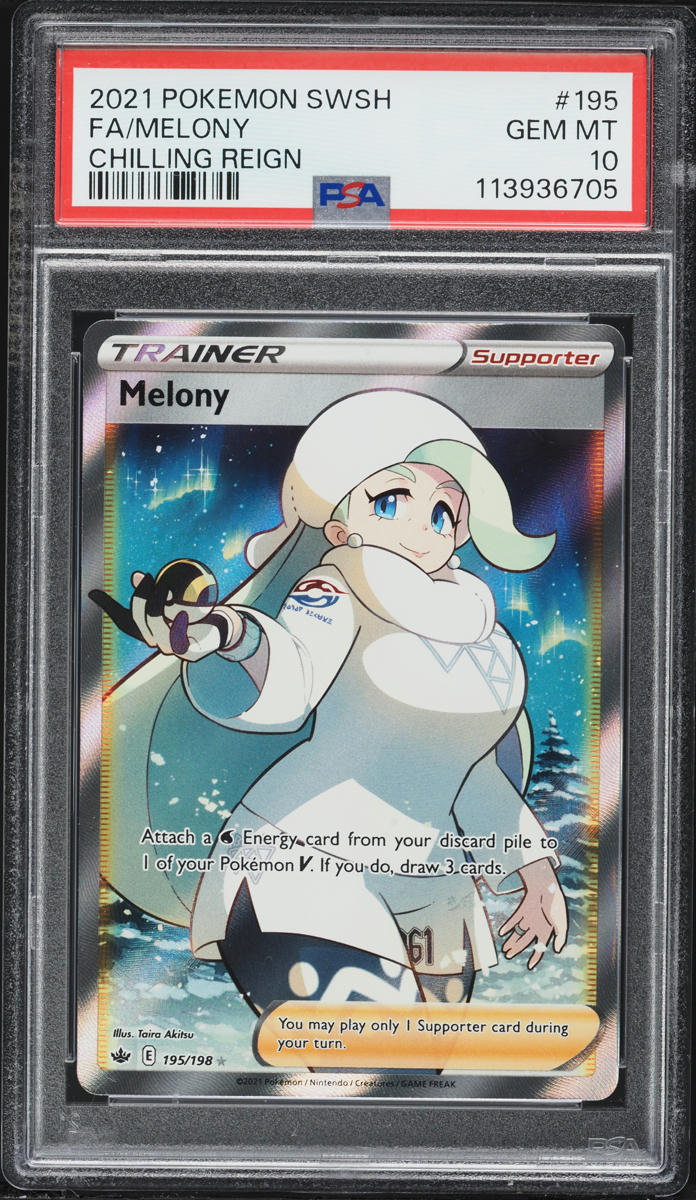 2021 Pokemon Sword & Shield Chilling Reign Full Art Melony #195 PSA 10 GEM MINT