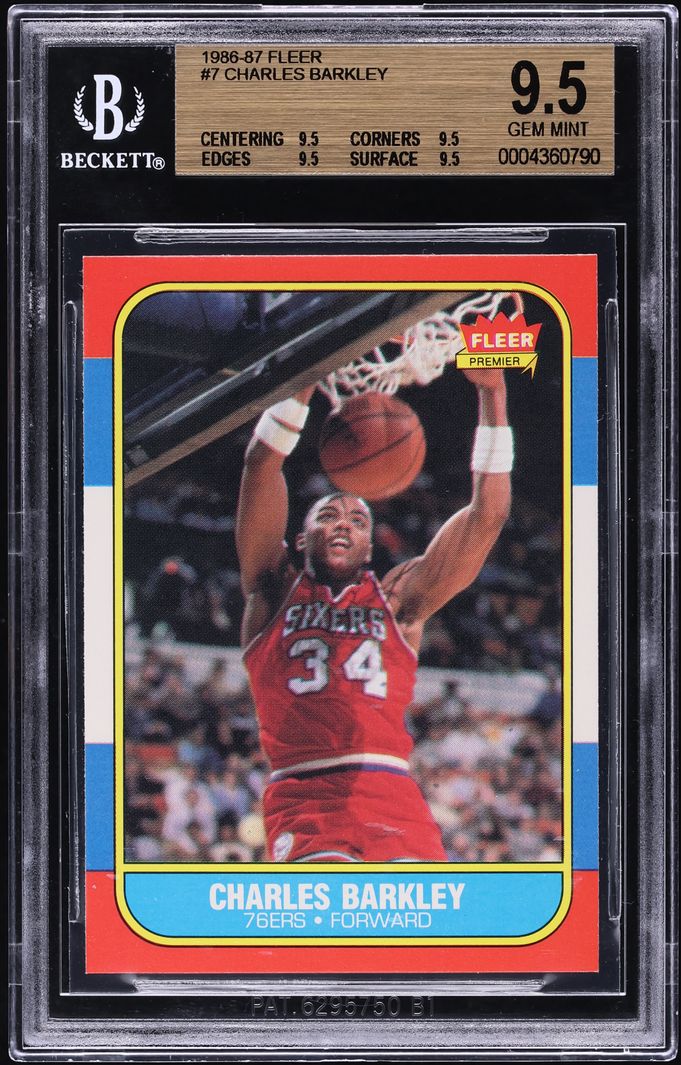 1986 Fleer Basketball Charles Barkley ROOKIE #7 BGS 9.5 GEM MINT