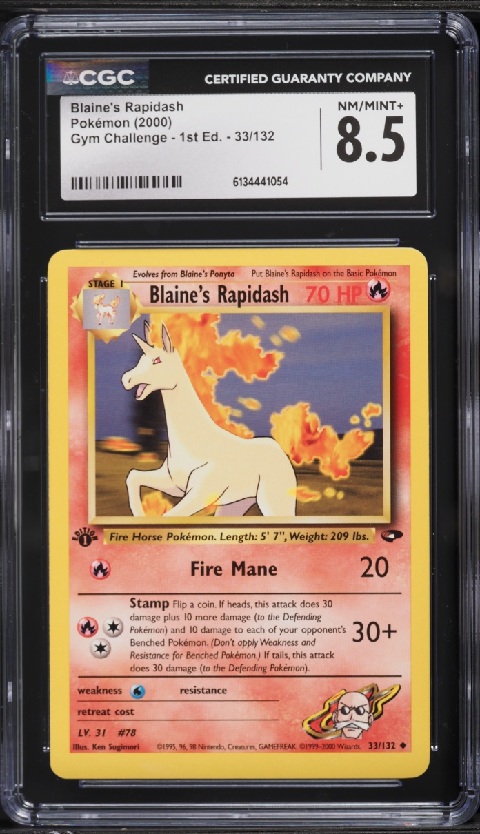 2000 Pokemon Gym Challenge 1st Edition Blaine's Rapidash #33 CGC 8.5 NM-MT+