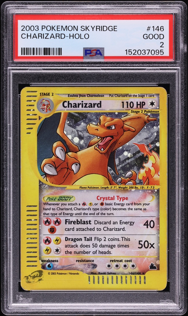 2003 Pokemon Skyridge Holo Crystal Charizard #146 PSA 2 GD