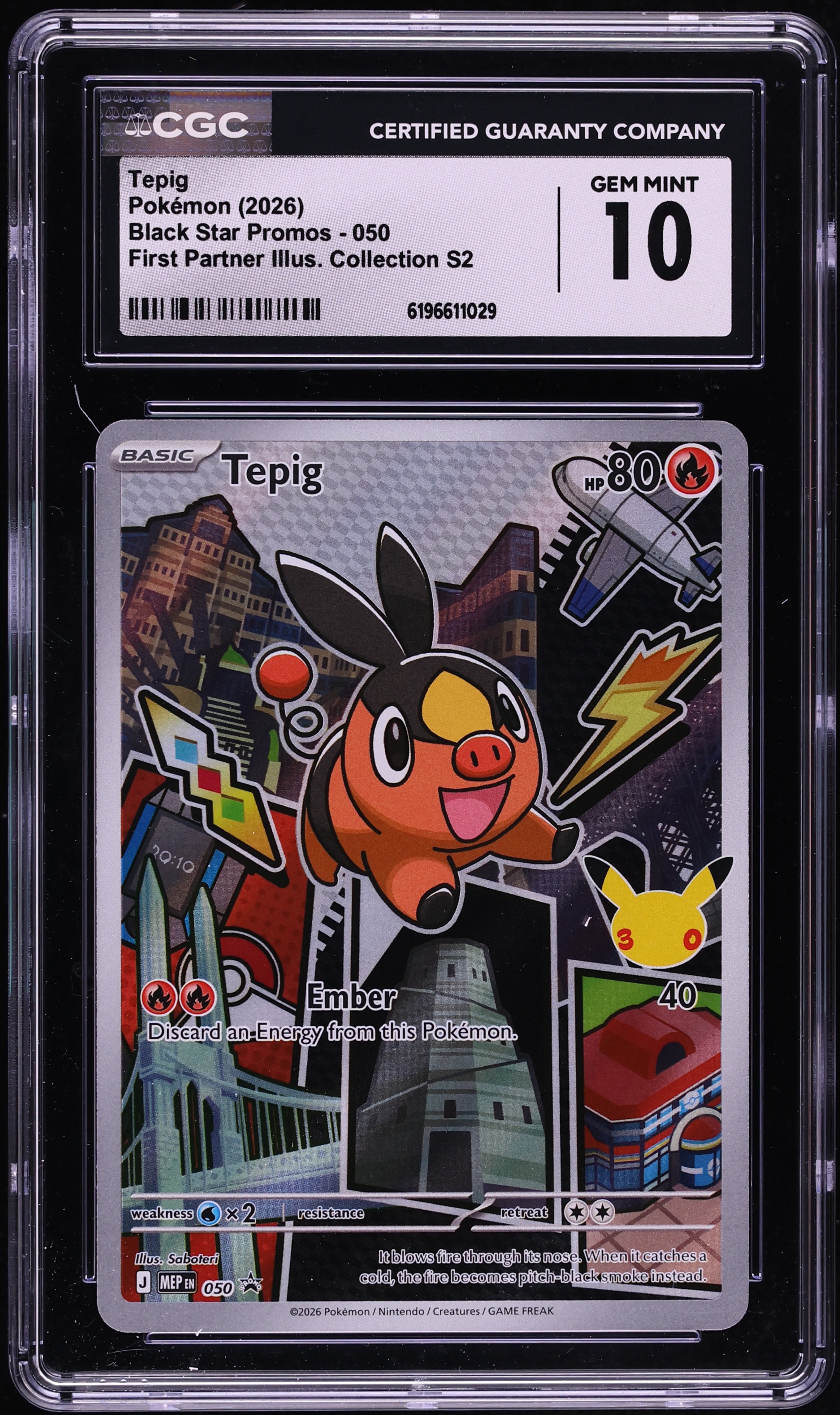 2026 Pokemon Mega Evolution Promo First Partner Illustration S2 Full Art Tepig #50 CGC 10 GEM