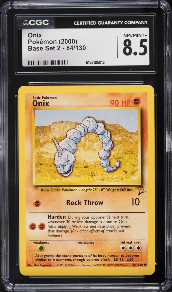 2000 Pokemon Base Set 2 Onix #84 CGC 8.5 NM-MT+
