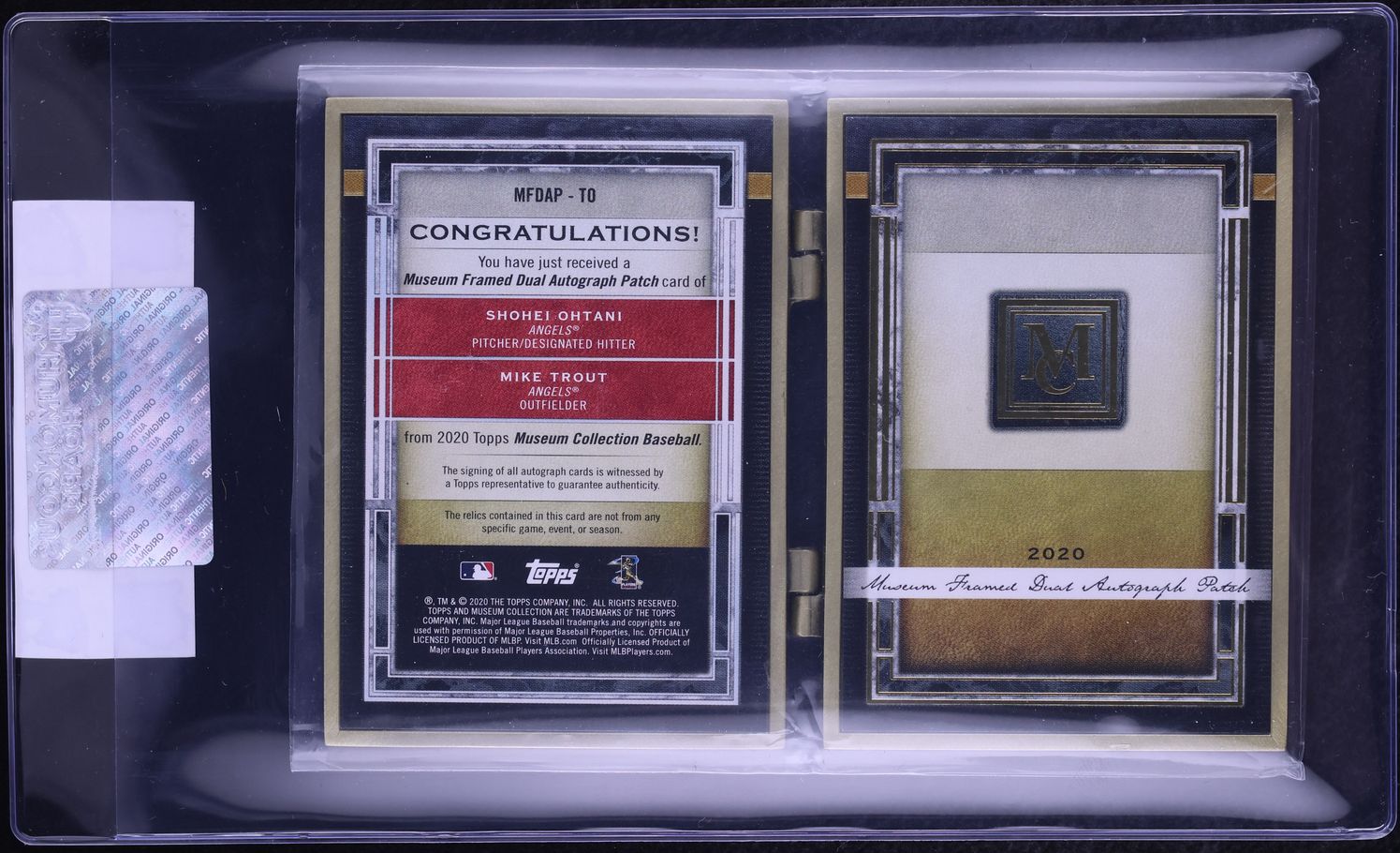 2020 Topps Museum Collection Framed Book Mike Trout Shohei Ohtani PATCH AUTO 1/1 CGC AUTH