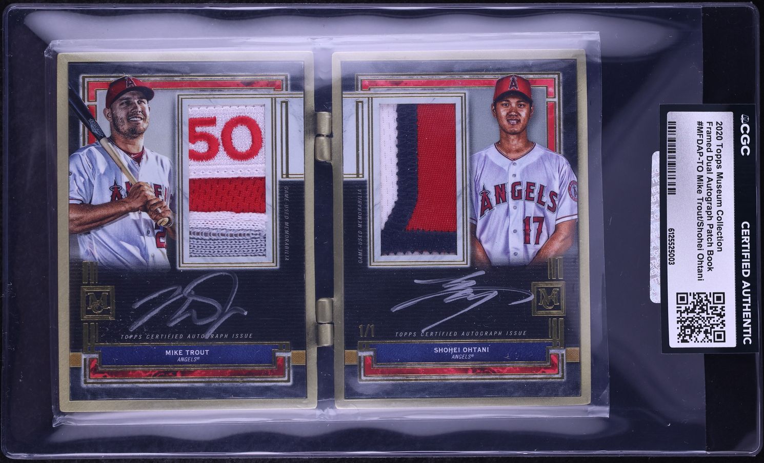 2020 Topps Museum Collection Framed Book Mike Trout Shohei Ohtani PATCH AUTO 1/1 CGC AUTH