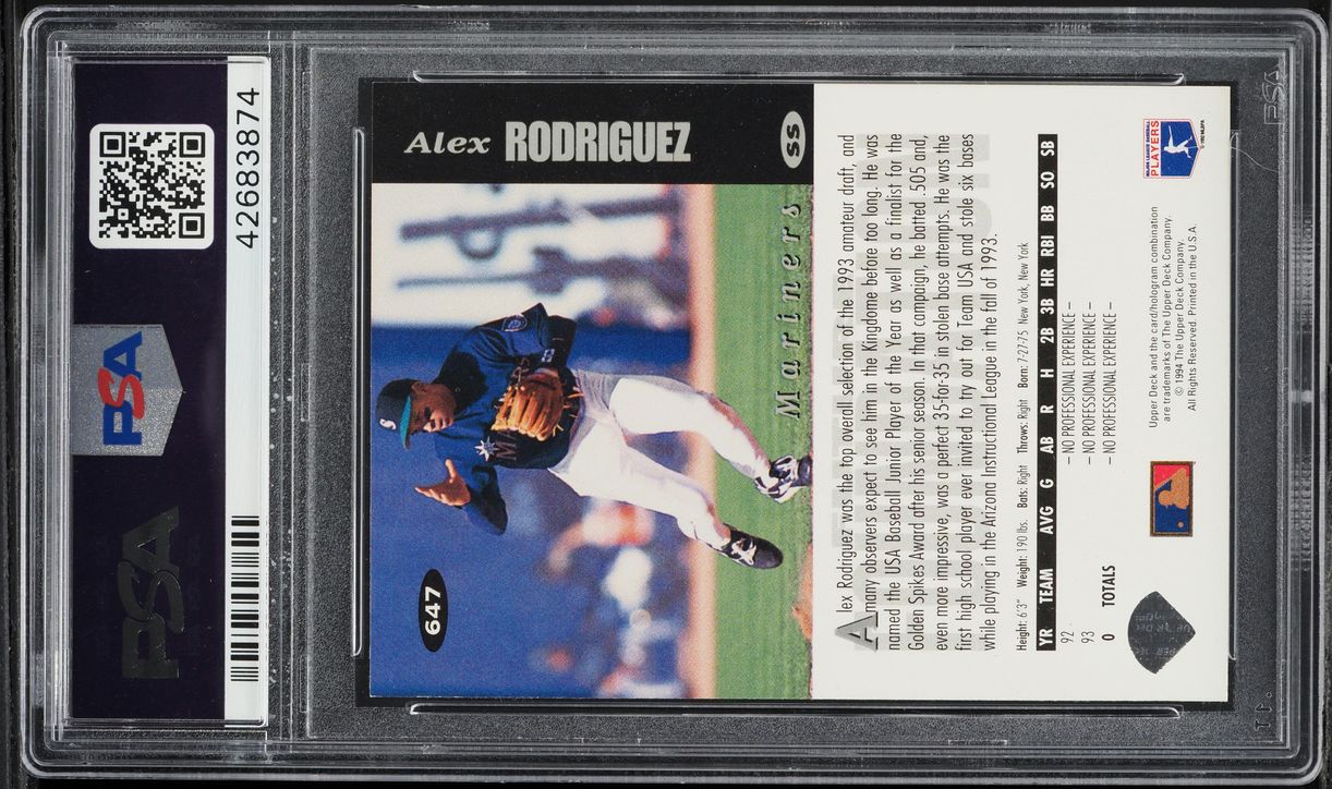 1994 Collector's Choice Silver Signature Alex Rodriguez ROOKIE #647 PSA 8.5