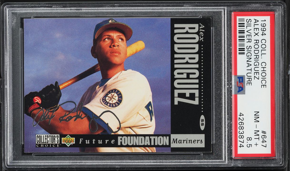 1994 Collector's Choice Silver Signature Alex Rodriguez ROOKIE #647 PSA 8.5