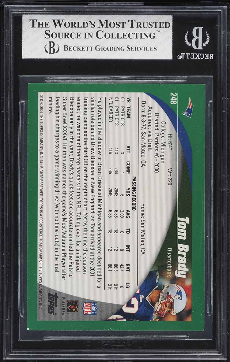 2002 Topps Football Tom Brady #248 BGS 8 NM-MT
