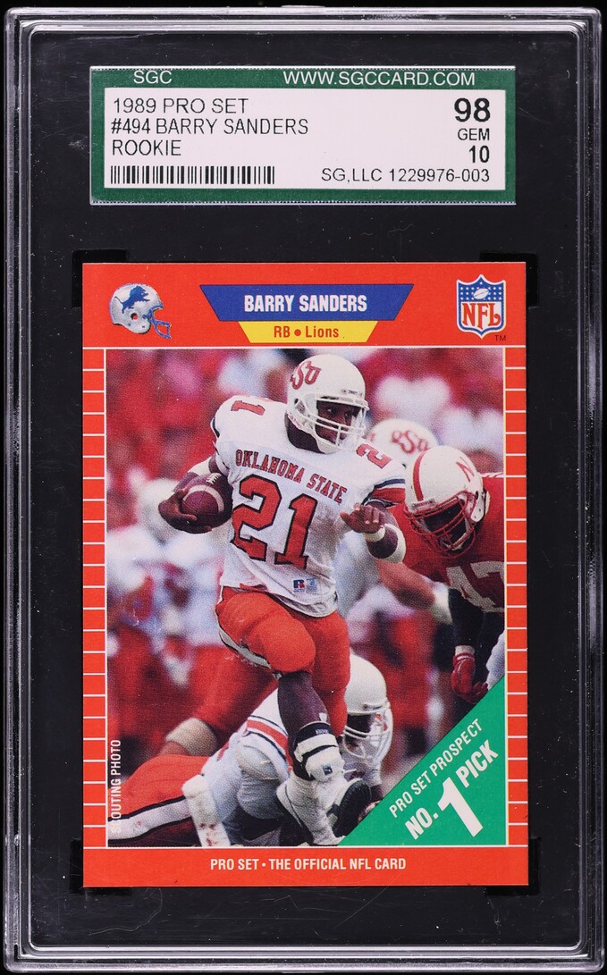 1989 Pro Set Football Barry Sanders ROOKIE #494 SGC 10 GEM MINT