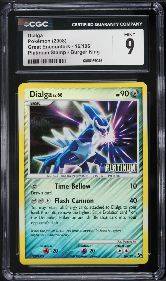 2008 Pokemon Diamond & Pearl Great Encounters Platinum Stamp Burger King Dialga #16 CGC 9 MINT