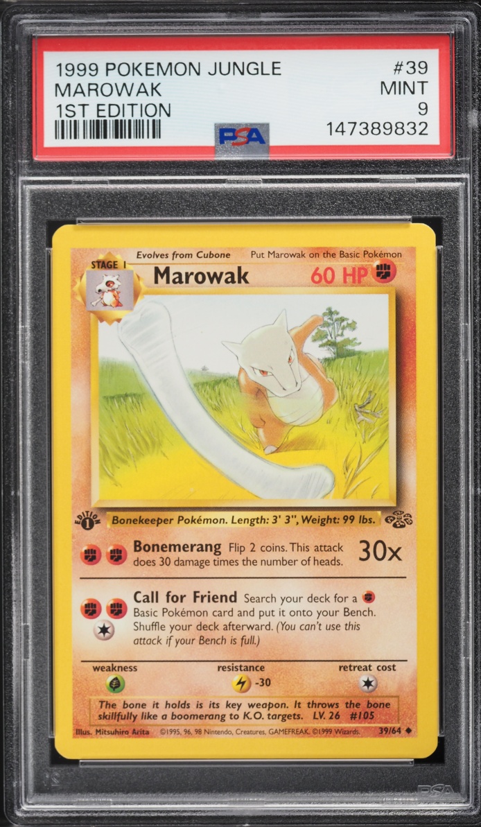 1999 Pokemon Jungle 1st Edition Marowak #39 PSA 9 MINT