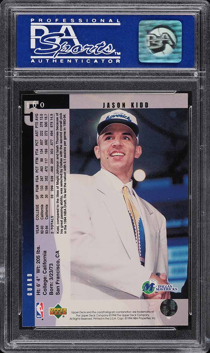 1994 Upper Deck Basketball Jason Kidd ROOKIE #160 PSA 10 GEM MINT