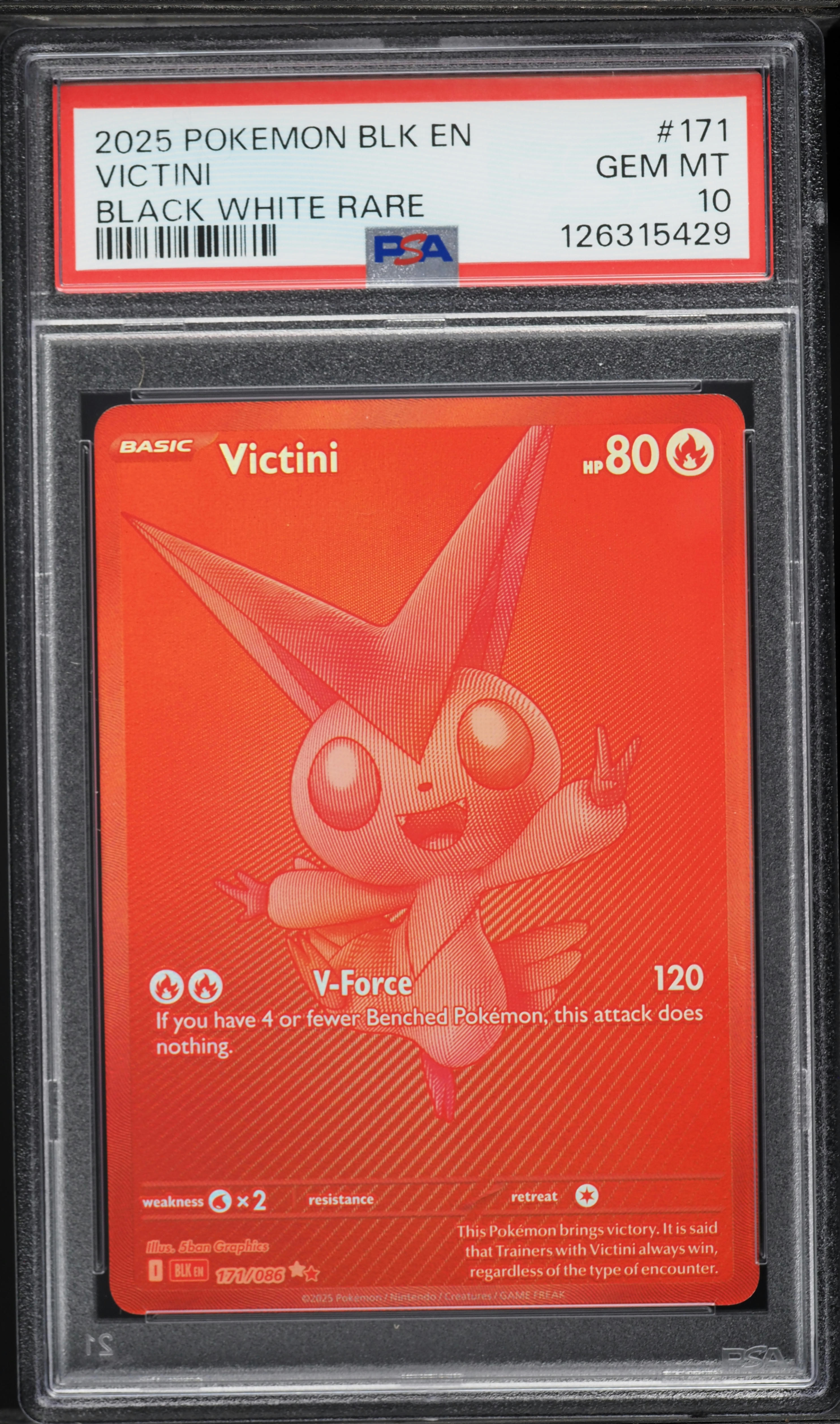 2025 Pokemon Scarlet & Violet Black Bolt BWR Victini #171 PSA 10 GEM MINT