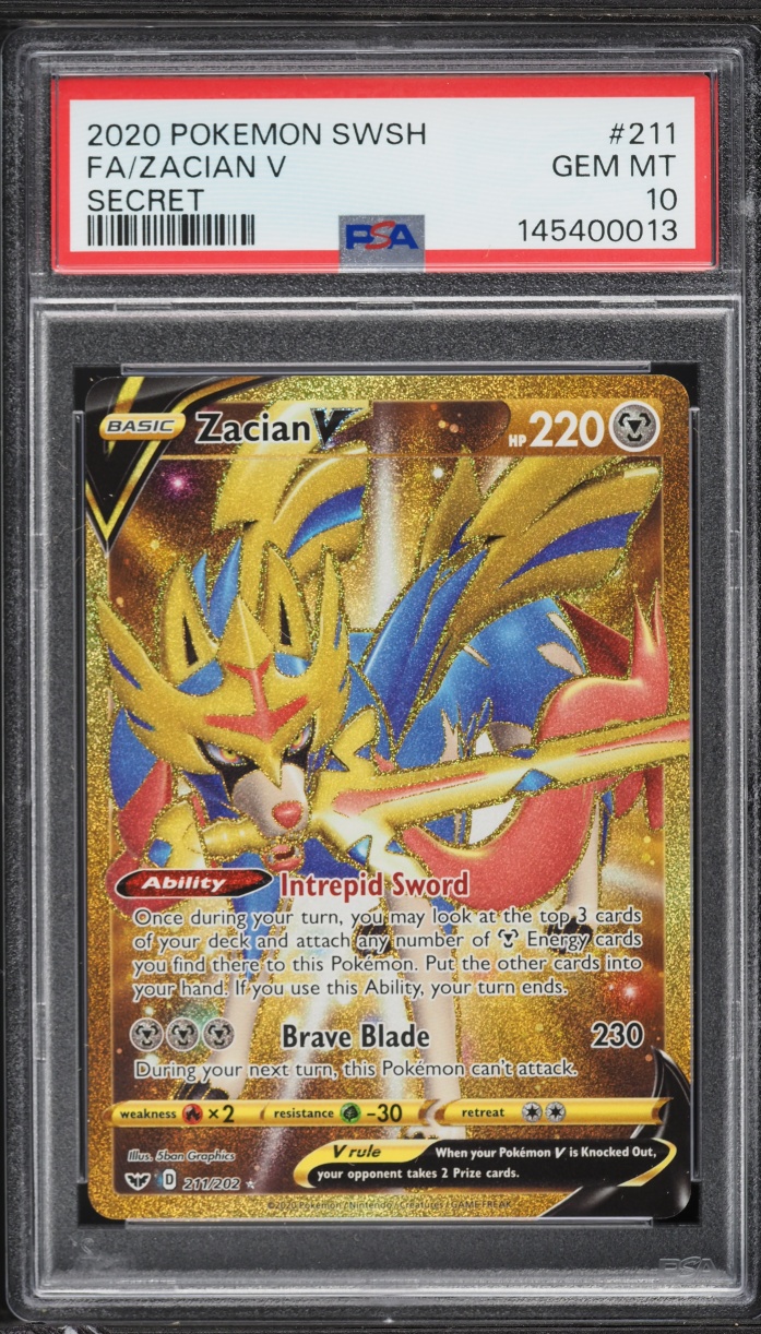2020 Pokemon Sword & Shield Gold Rare Zacian V #211 PSA 10 GEM MINT