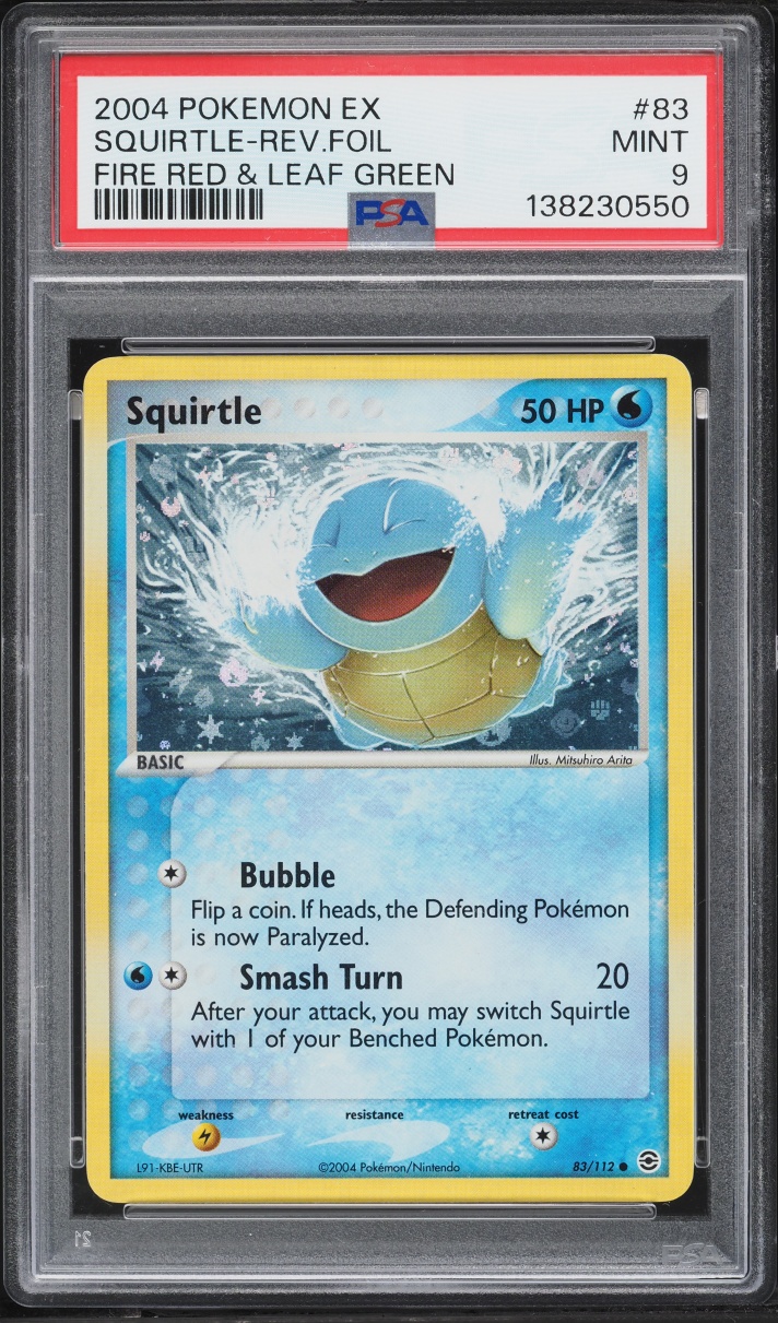 2004 Pokemon EX Fire Red & Leaf Green Reverse Holo Squirtle #83 PSA 9 MINT