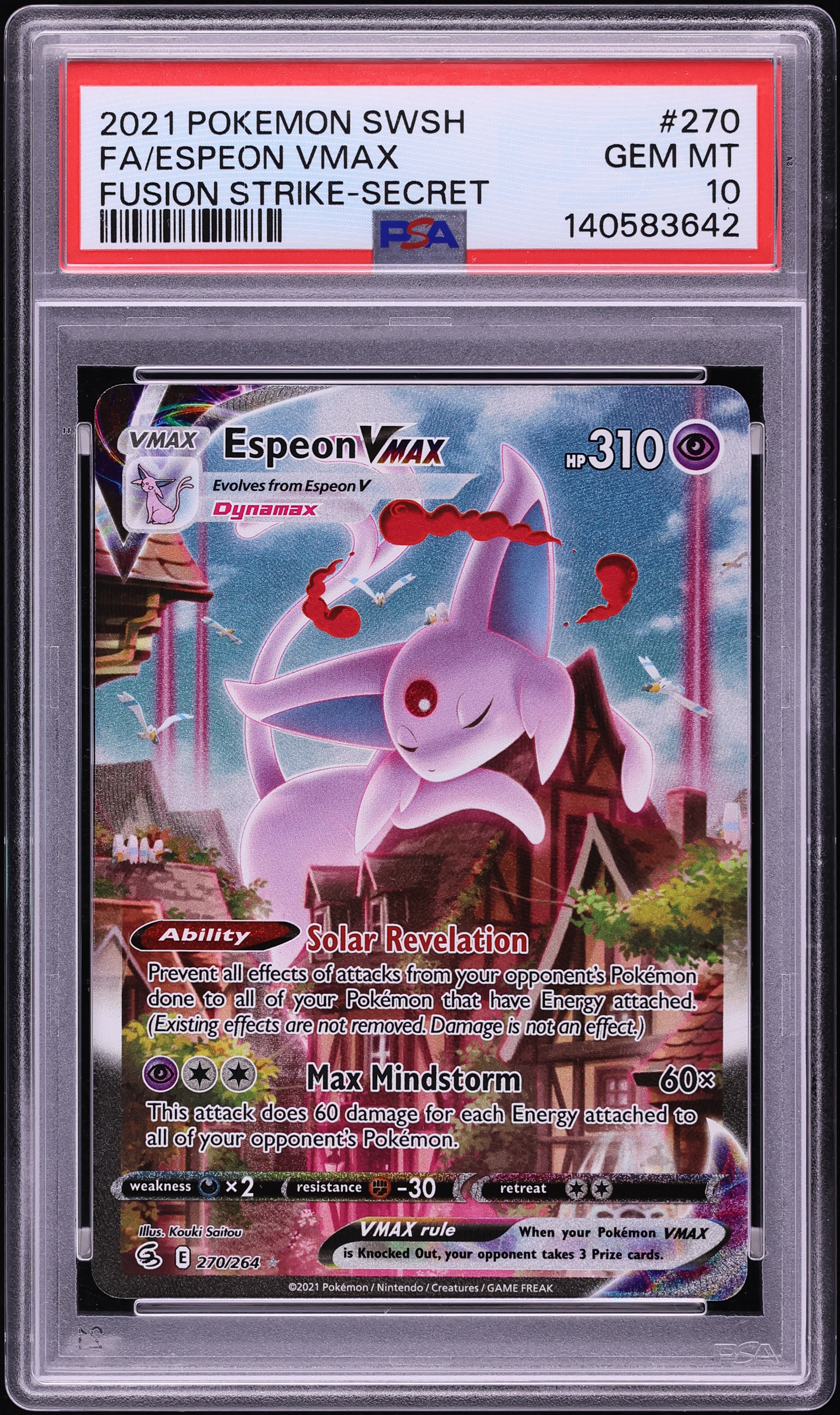 2021 Pokemon Sword & Shield Fusion Strike SEC Espeon VMAX #270 PSA 10 GEM MINT