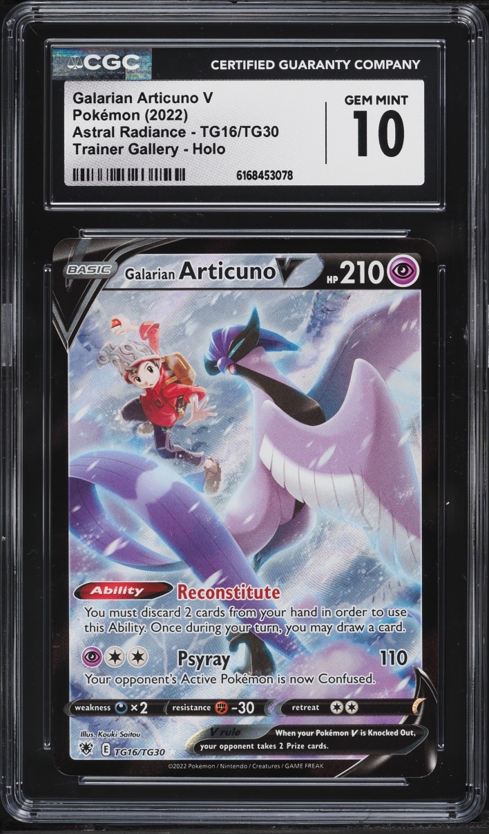 2022 Pokemon Sword & Shield Astral Radiance CHR Galarian Articuno V #TG16 CGC 10 GEM MINT