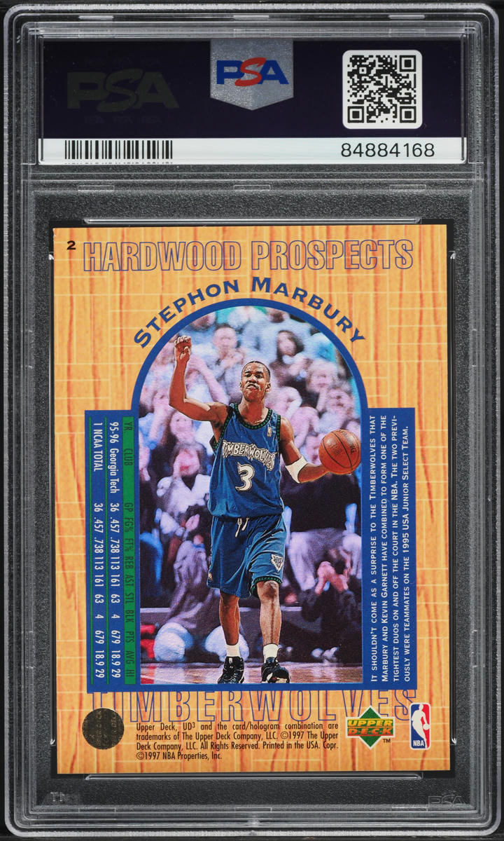 1996 UD3 Basketball Stephon Marbury ROOKIE #2 PSA 8 NM-MT
