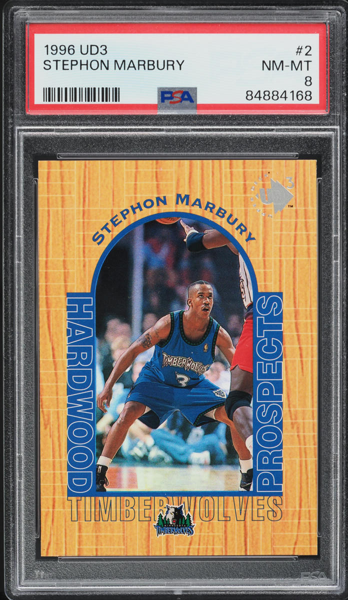 1996 UD3 Basketball Stephon Marbury ROOKIE #2 PSA 8 NM-MT