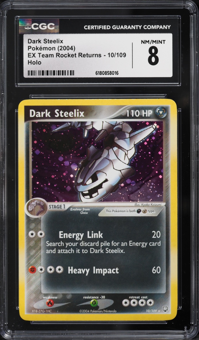2004 Pokemon EX Team Rocket Returns Holo Dark Steelix #10 CGC 8 NM-MT