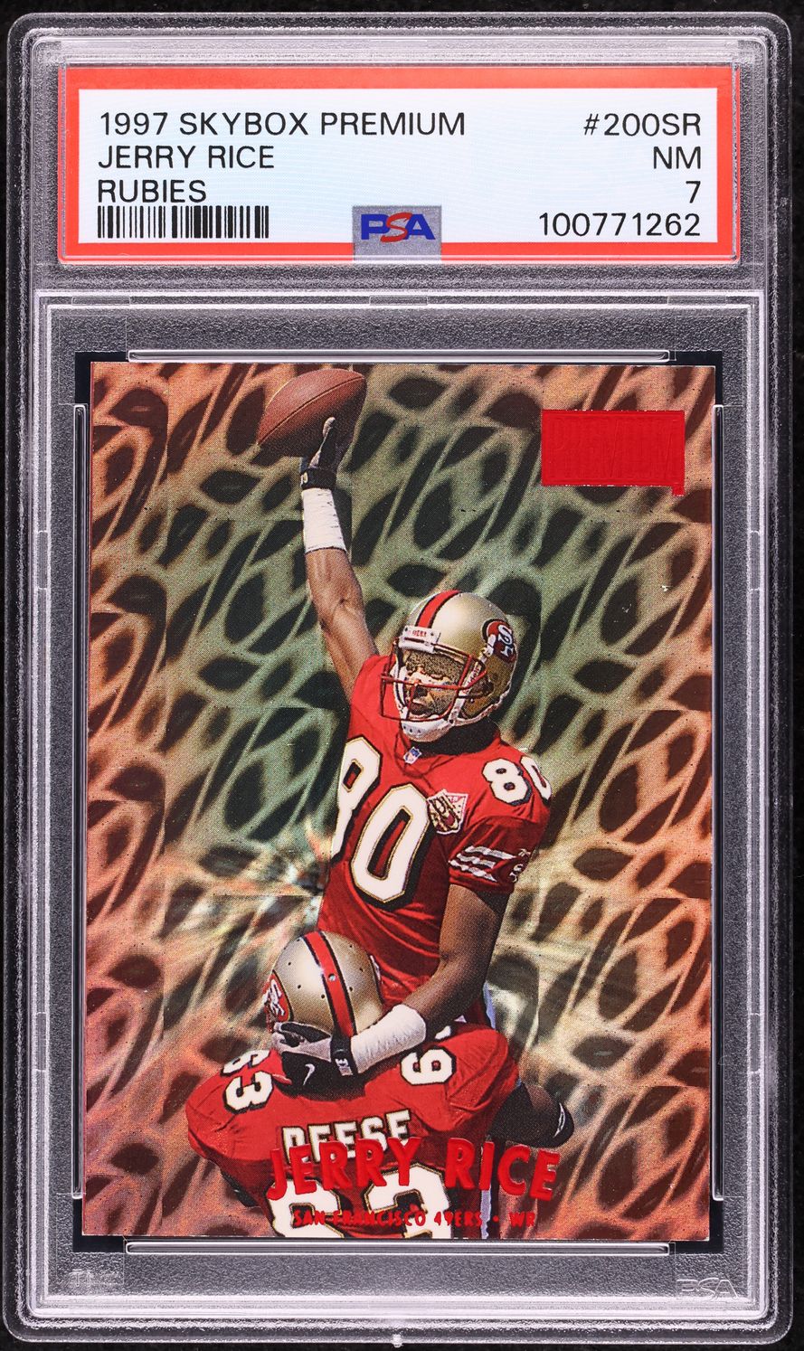 1997 Skybox Premium Rubies Jerry Rice 50/50 #200SR PSA 7 NRMT