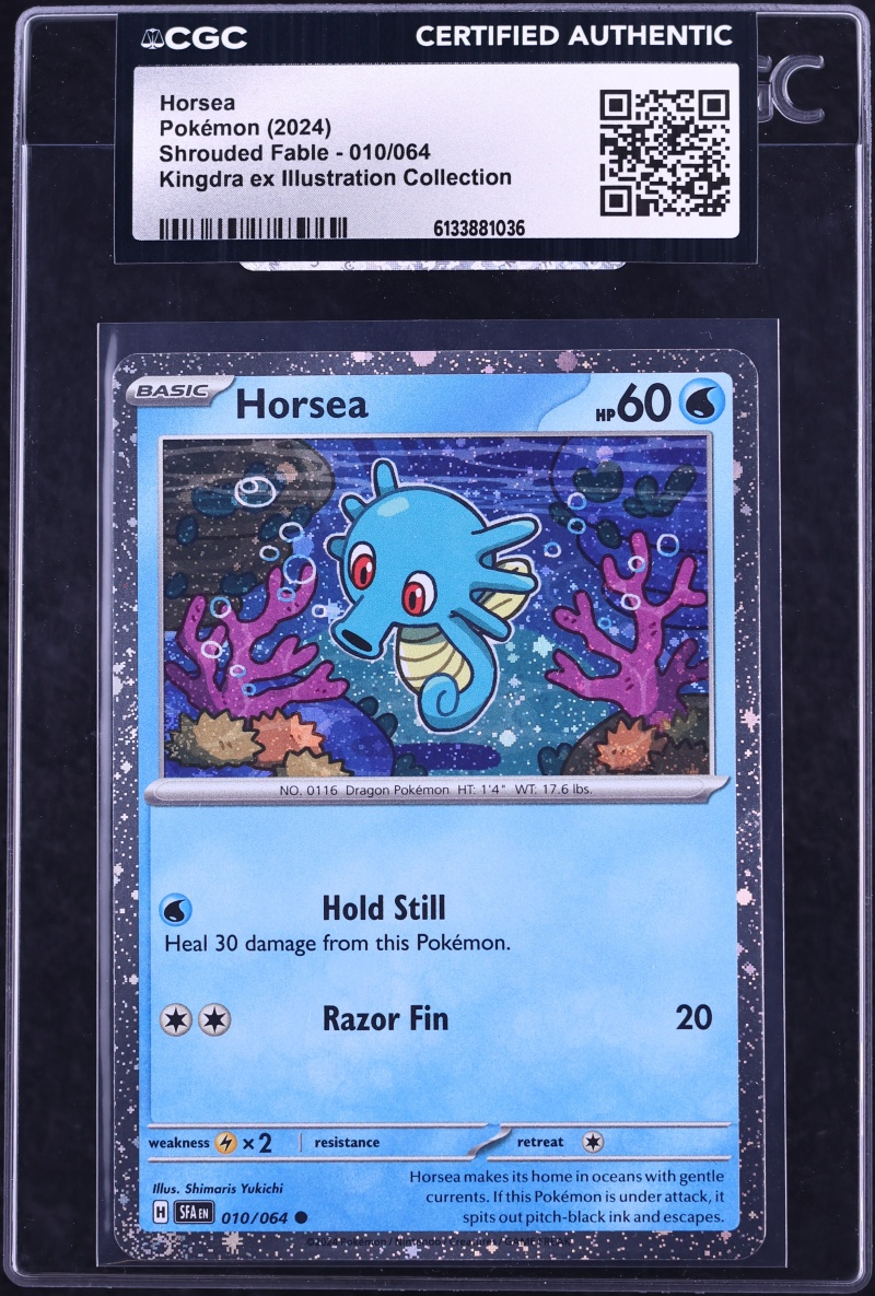2024 Pokemon SV Shrouded Fable Kingdra ex Illustration Collection Holo Horsea #10 CGC AUTH